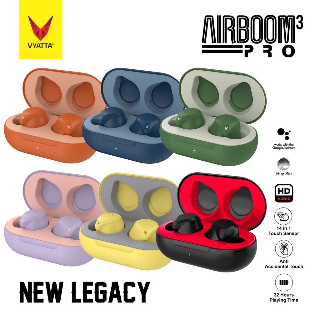 Jual DtCO Vyatta AIRBOOM PRO 3 TWS BLUETOOTH HEADSET ENC 32 Hours 