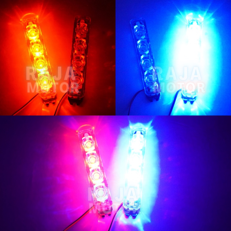 Lampu Motor DRL Kedip Strobe Blitz 8 LED 2 mode Universal Motor-2