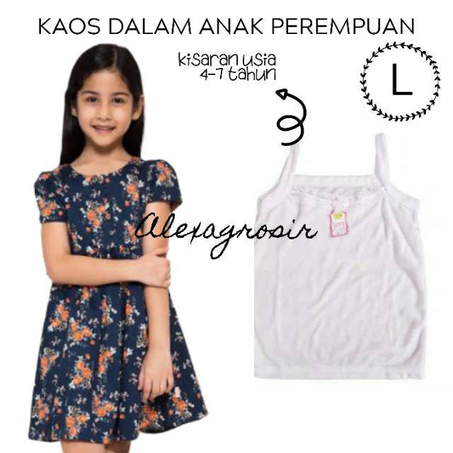 Singlet Anak Perempuan 3-5 Tahun Size L Putih Angela - ALEXA GROSIR