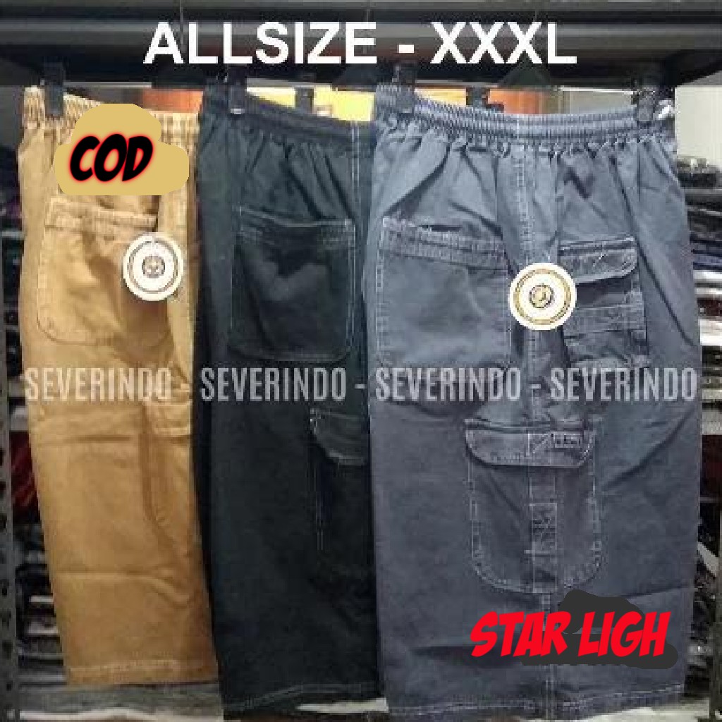 CELANA PENDEK PRIA CARGO LEVIS PRIA/BIG SIZE JUMBO POLOS KASUAL M-XL-XXL-3XLCelana Cargo