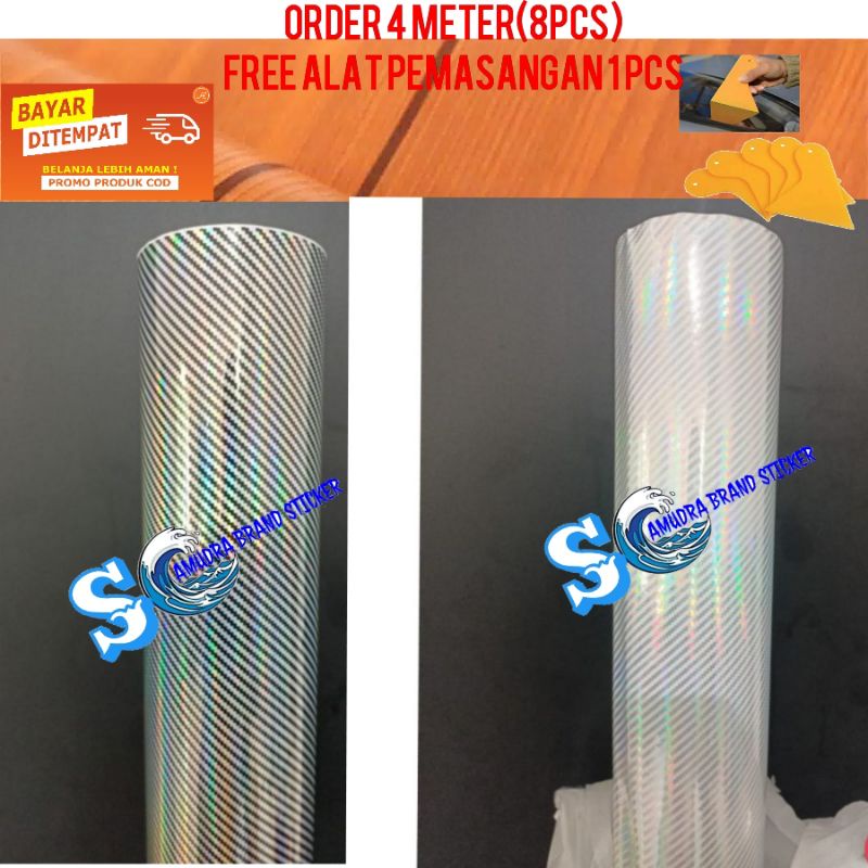 STIKER SKOTLET KARBON 2D CARBON KEVLAR PELANGI/PELANGI TRANSPARAN GLOSSY(L152CM-P50CM) HARGA MURAH D