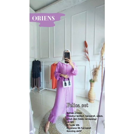 FELICE SET ONE SET SETELAN TUNIK CELANA BAHAN CRINKLE