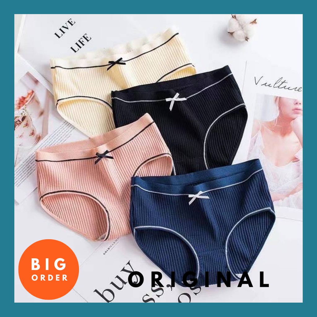 TERBARU Celana Dalam Wanita Underwear Cewek Seamless PITA POLOS LUCU CD Import Korea CD04
