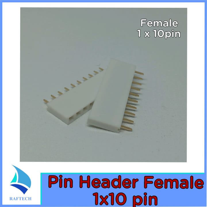 1x10 pin Color Copper PCB Female Pin Header (2.54mm) Putih 10p