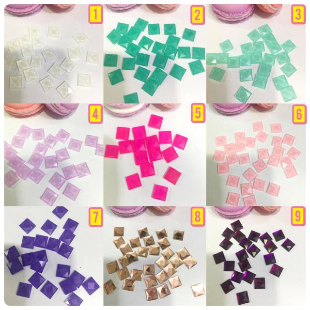 Bahan Deco Square Kotak2 studed bahan deco blingcase Handmade buat casing