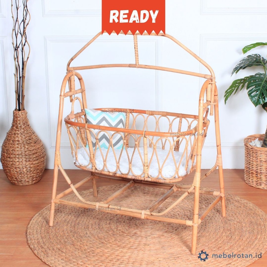 AYUNAN BAYI ROTAN NATURAL 8 RATTAN BABY BASSINET