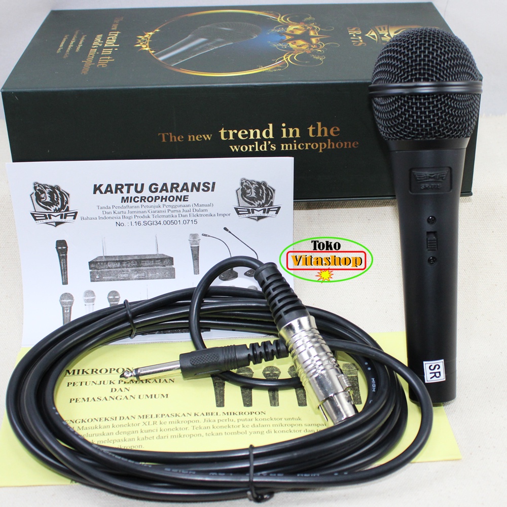 Microphone Kabel BMA SR-77S Mic Vocal Bass Original / Mikrofon Karaoke