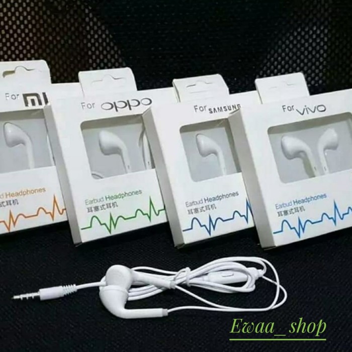 EARPHONE XIAOMI/OPPO/VIVO/REDMI/SAMSUNG/ASUS HANDFREE EARPHONE UNIVERSAL BASS PACKING PUTIHTIP