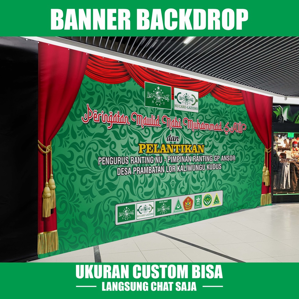 Jual SPANDUK banner Maulid Nabi / backdrop panggung / banner toko