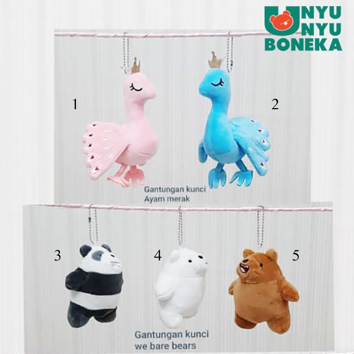 Boneka Keychain Merak animal we bare panda Import gantungan kunci souvenir animal wedding chicken