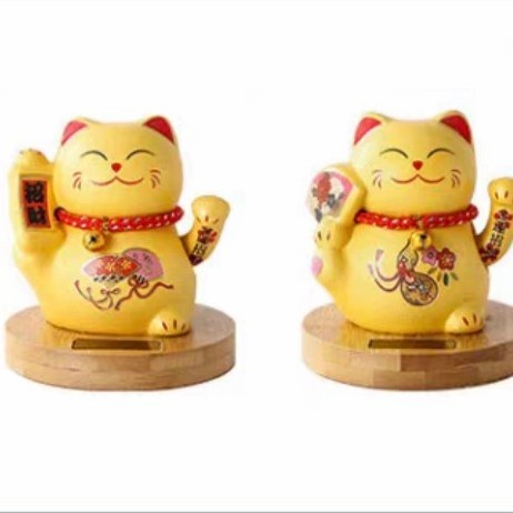 Kucing Keramik Gold Maneki Neko Jepang Pajangan Keramik TATAKAN KAYU Harga Grosir Termurah