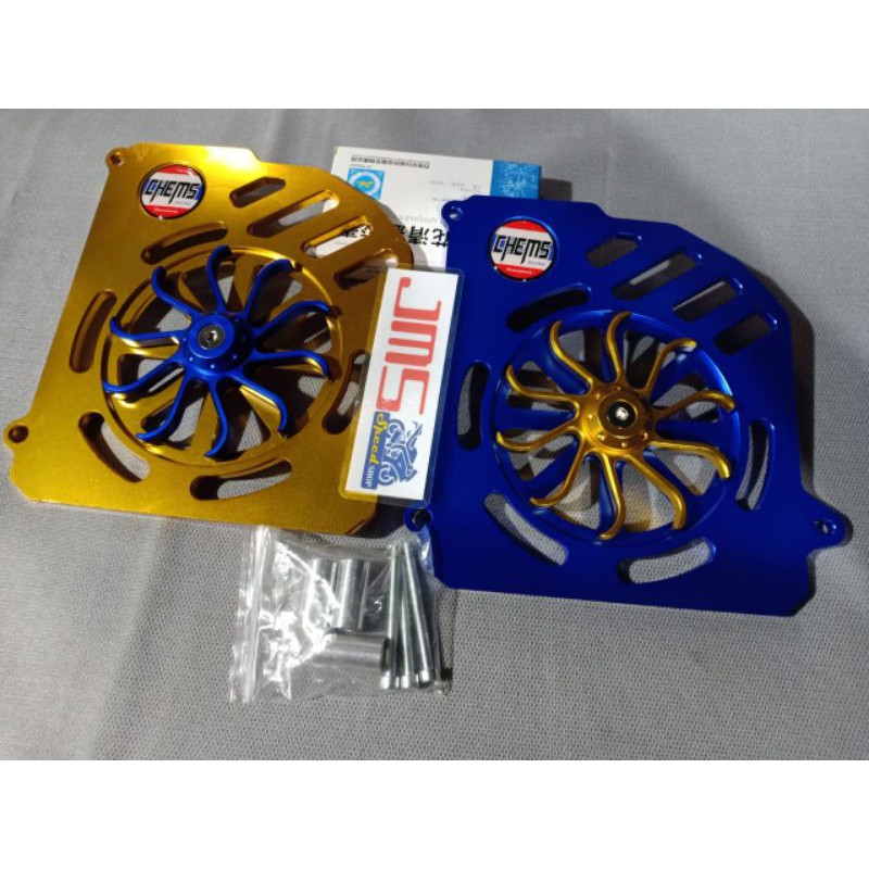 cover tutup radiator cnc plus kipas yamaha nmax lama dan nmax new 2020 lexi aerox biru gold chems