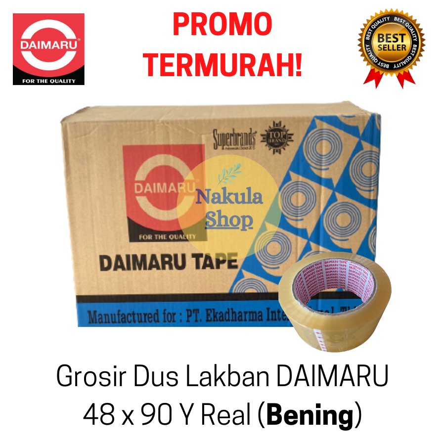 TERMURAH! GROSIR 1 DUS LAKBAN DAIMARU 2 INCH 48X90 - BENING - 72 ROLL