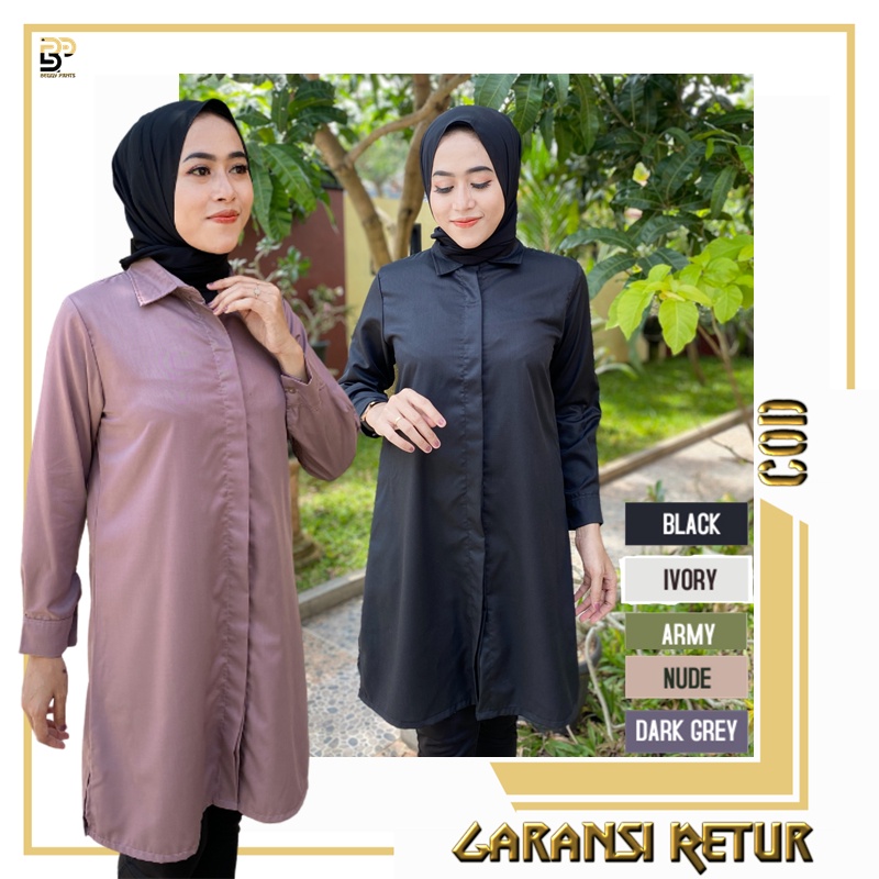 Tunik Polos Wanita Panjang Terbaru Bahan Katun Toyobo Import Super Premium Long Atasan lengan panjan