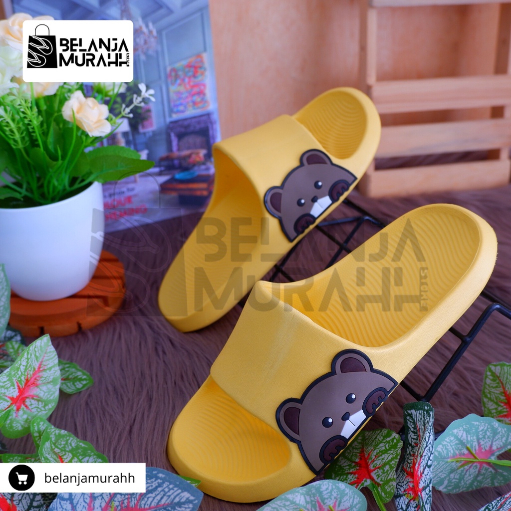 Sandal Slide Anak Korean Style Karet Karakter Lucu Aman dan Nyaman