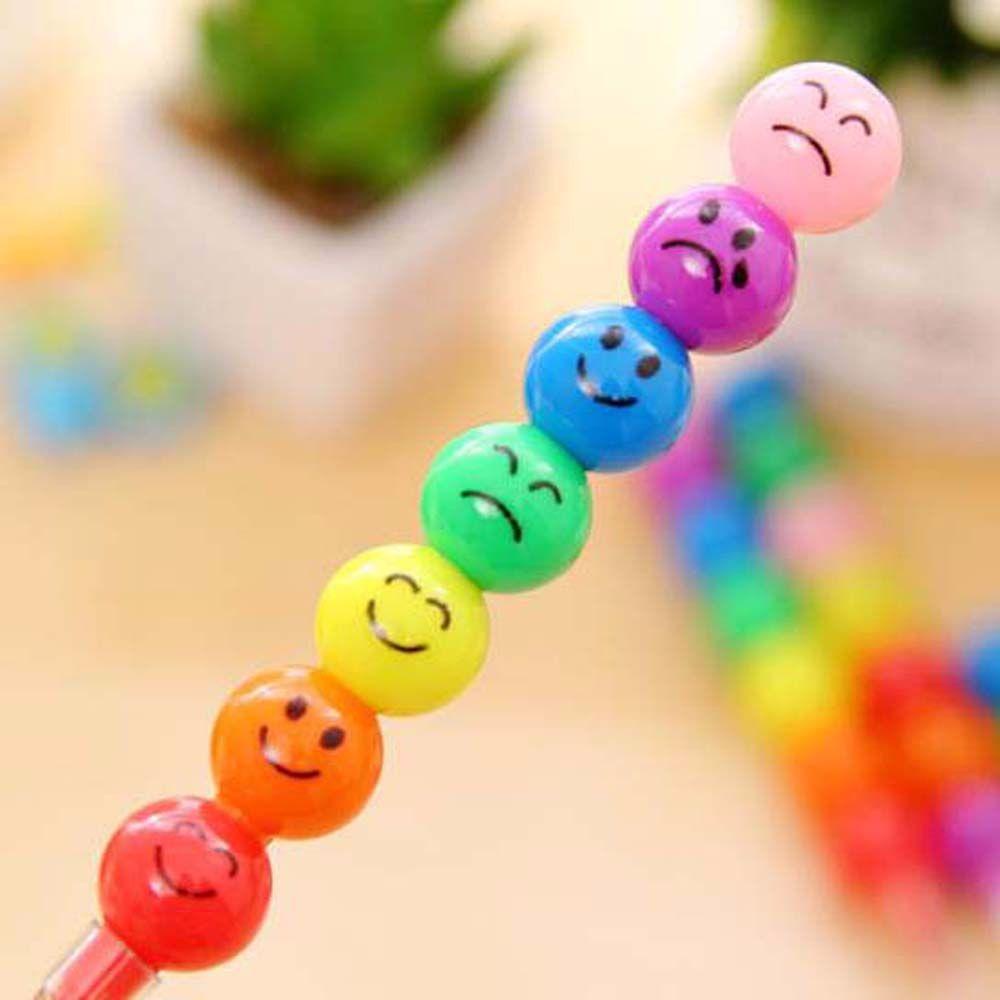 Lanfy 7warna Crayon Kartun Lucu Smiley Face Perlengkapan Seni Hadiah Anak Menggambar Set Tulisan Alat Tulis