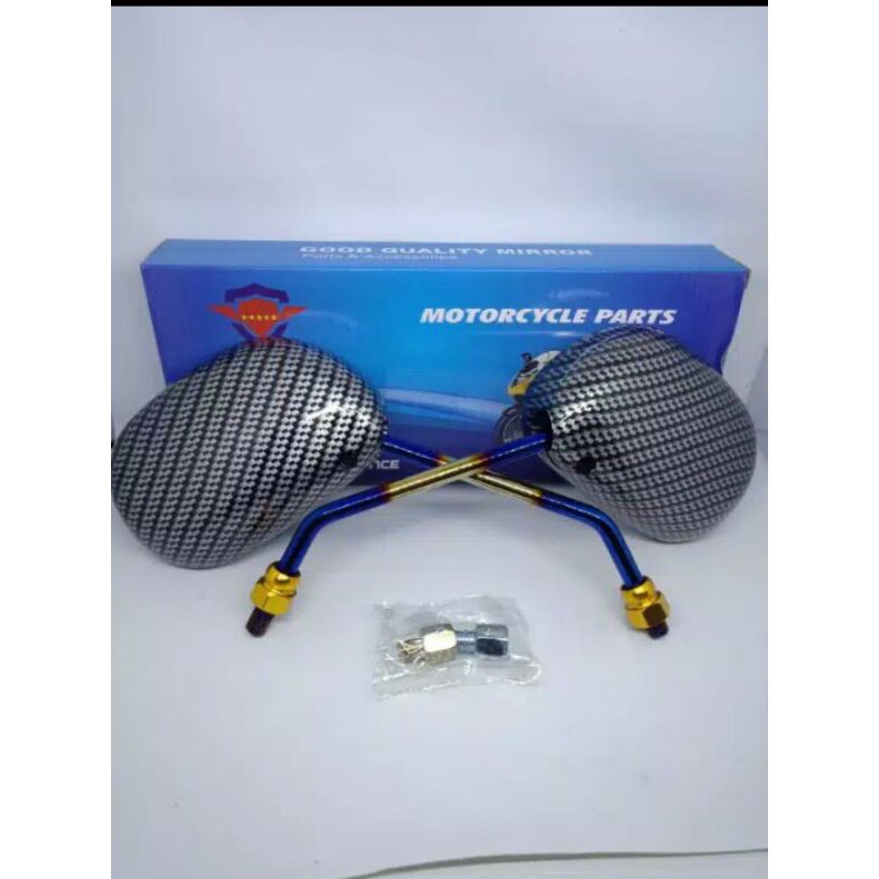 Spion carbon twotone tangkai panjang Two_tone bakaran motor honda yamaha Mx Beat Mio