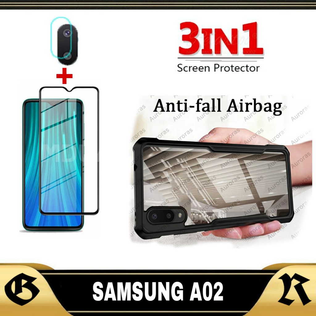 PROMO Paket 3in1 Case SAMSUNG AO2 / M02 / A03 / A03 CORE + Tempered Glass Layar + Camera 2IN1 Softca