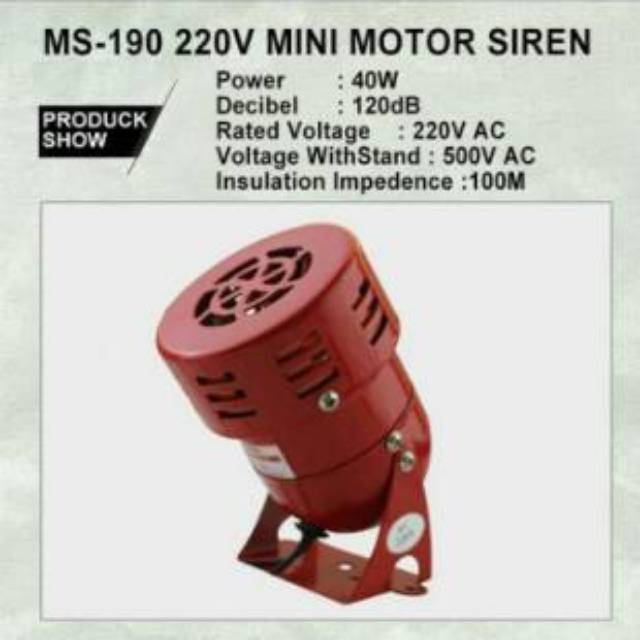 Sirene Alarm Mini AC 220V MS-190