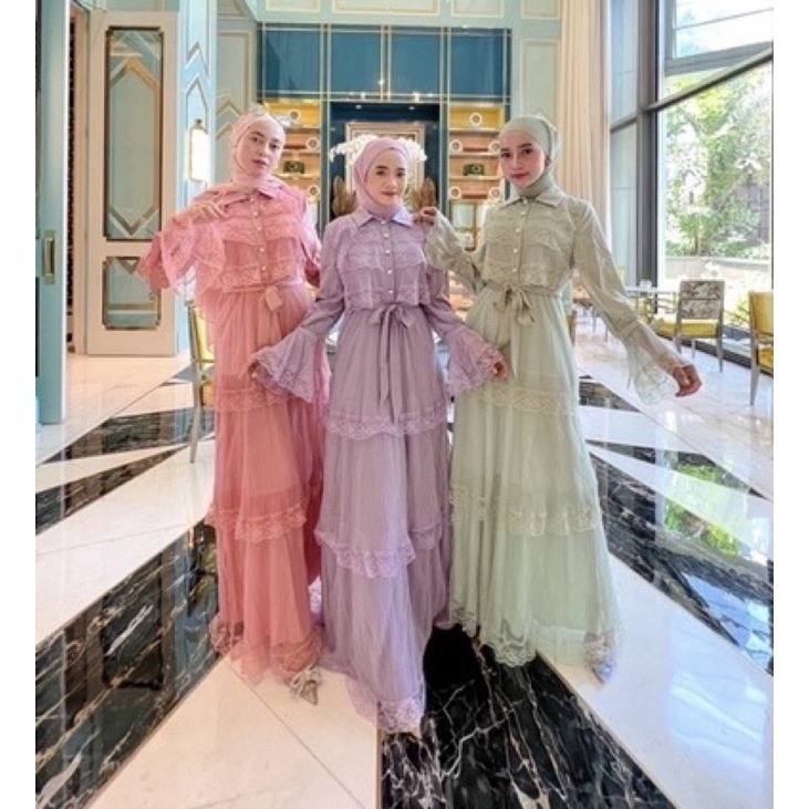 Hana Dress Brukat / Baju Gamis Brukat Wanita Import