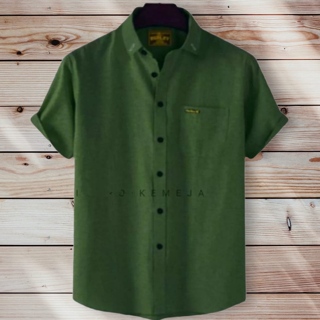 Kemeja Hem lengan pendek slim fit kasual Baju Distro