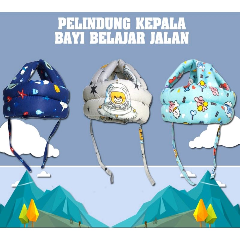 Topi Pelindung Kepala Bayi Motif Lucu