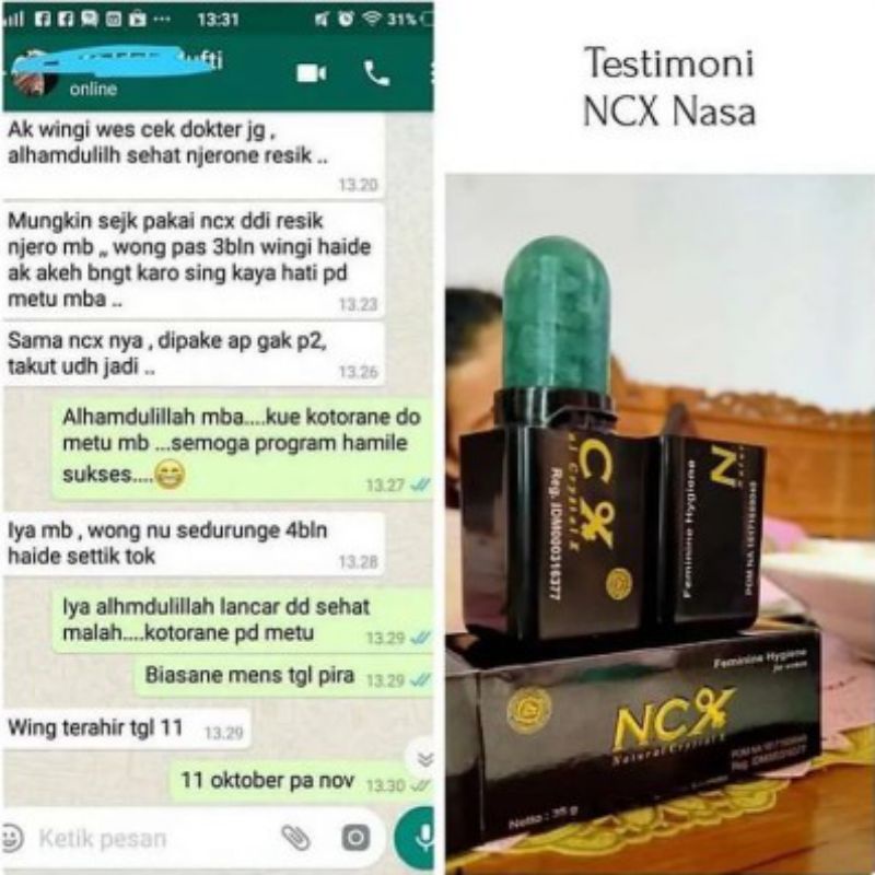 NCX CRYSTAL X OBAT KEPUTIHAN/ BAU TAK SEDAP /MERAPATKAN MISS V