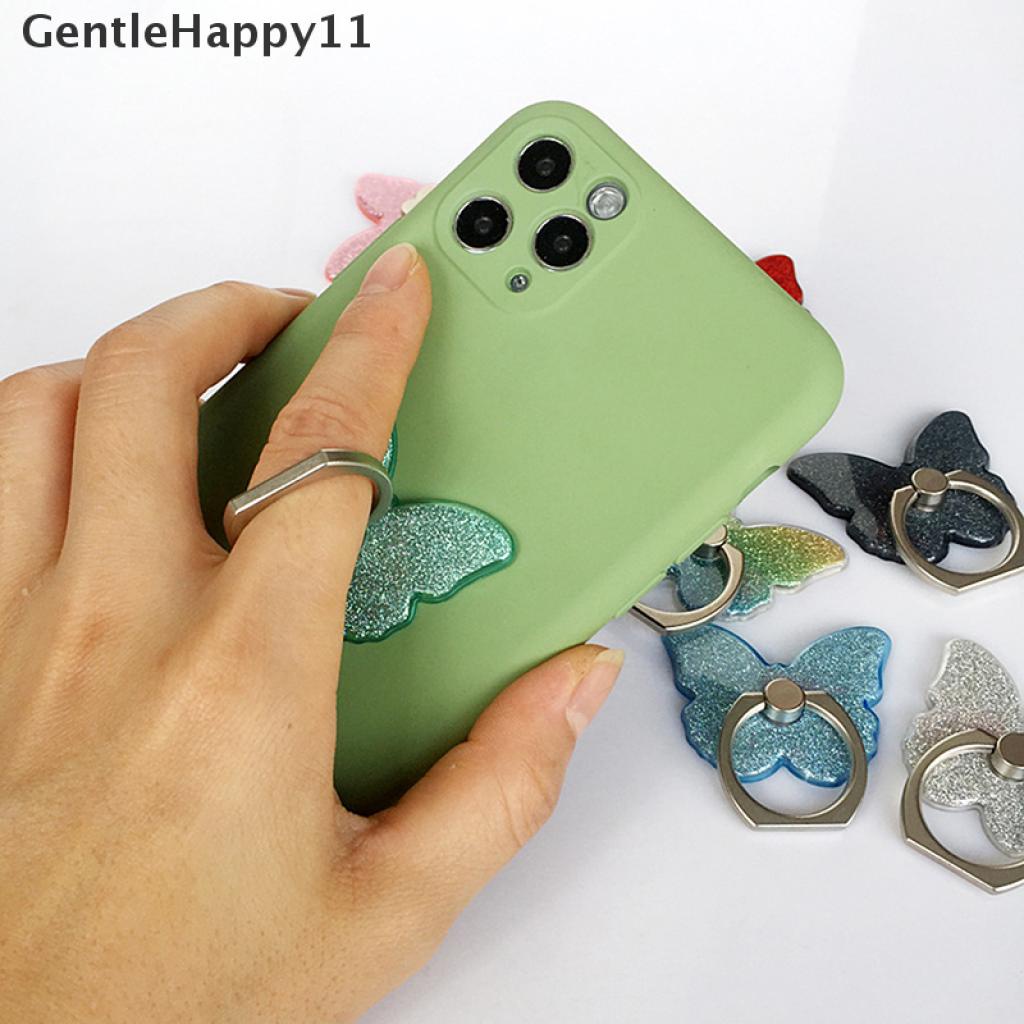 Gentlehappy Phone Ring Stand holder Butterfly Bling Glitter Universal Dudukan 360derajat