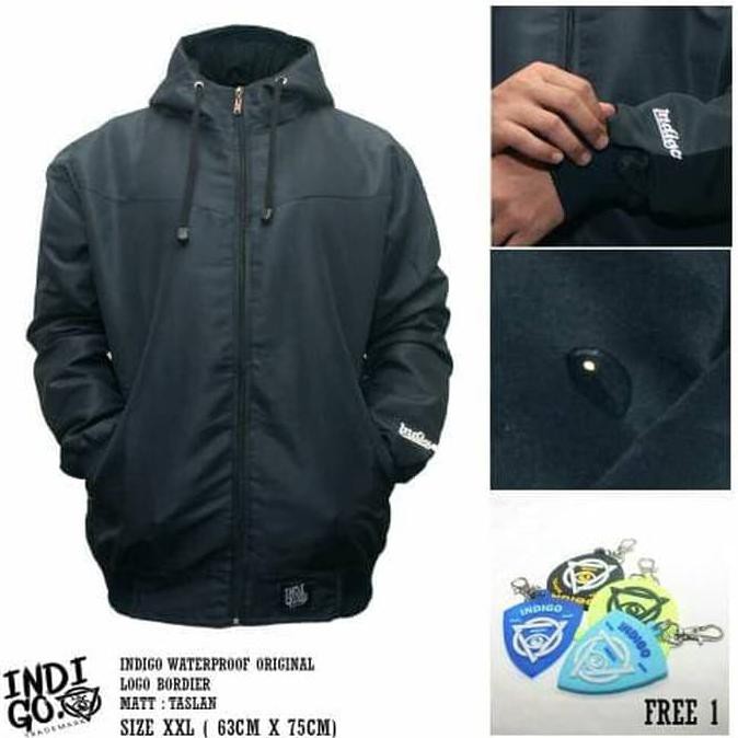 JAKET COWOK jaket pria parasut Indigo XXL