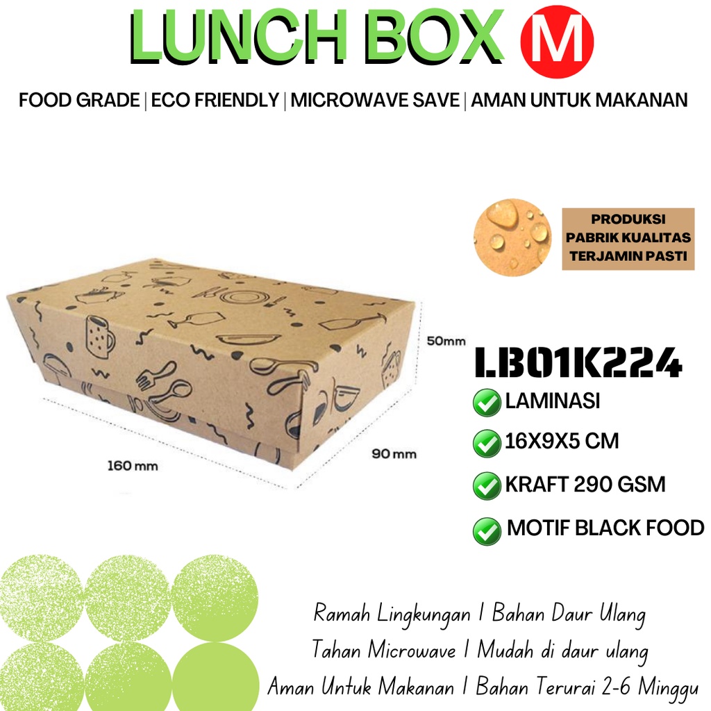 Paper Lunch Box Medium Lunchbox Medium (LB1K224-Laminasi)