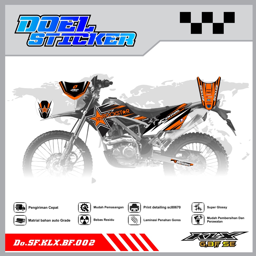 Sticker Striping Honda KLX 150 G , BF , SE Lama List Variasi Hologram , Crome Doel 002