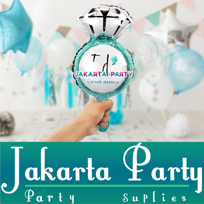 Balon Foil Diamond Biru Mini / Balon Karakter Diamond / Balon Cincin