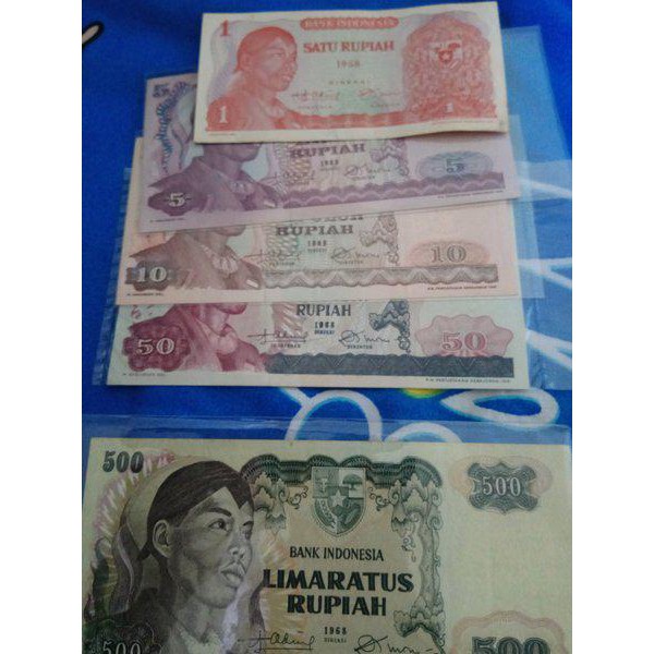Terlaris Uang 1 5 10 50 500 Rupiah Sudirman Tahun 1968 Campur