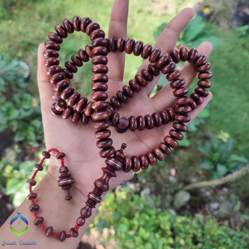 Tasbih Kayu Galih Nagasari Petir Ngurak Motif Pipih, Size 7mm x 12mm_COD