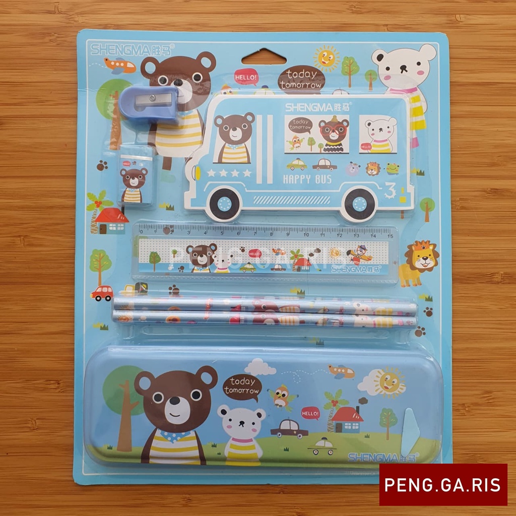 

Kado Ultah / Souvenir / 6 in 1 Stationery Set Blister