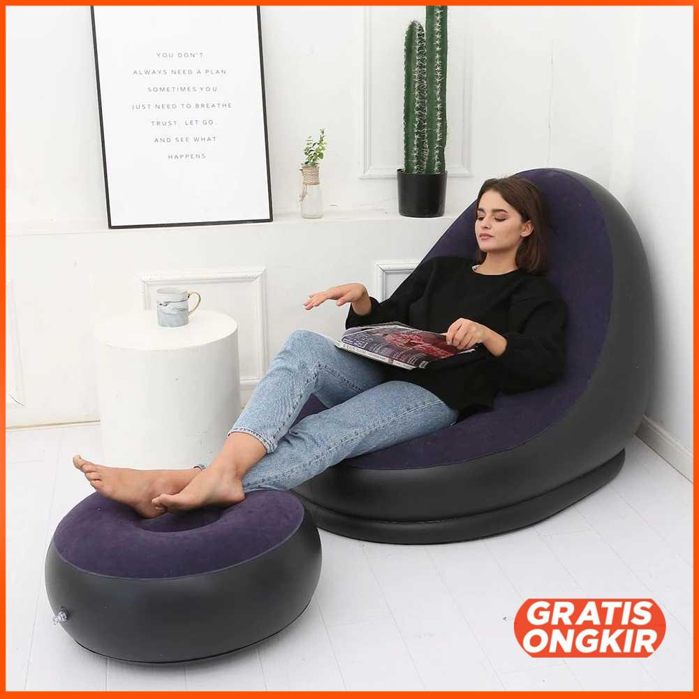 Sofa Malas Inflatable Isi Angin dengan Sandaran Kaki - TP099