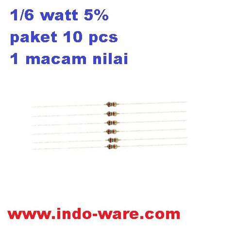 R Resistor 20 Kilo Ohm 1/6 Watt 5% Paket 10 Pcs Inwer3551 Berkualitas
