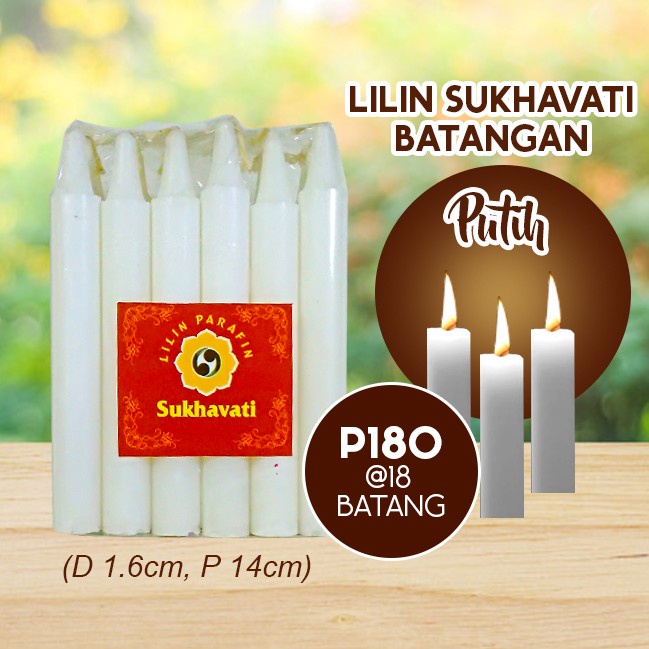 Lilin Batang Sembahyang Sukhavati P180 Putih