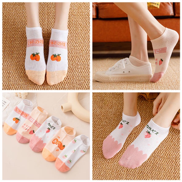 MURMURE.ID | 5PCS KAOS KAKI WANITA IMPORT ALA KOREA ISI 5 PCS ANKLE SOCK 5IN1 CS031-3