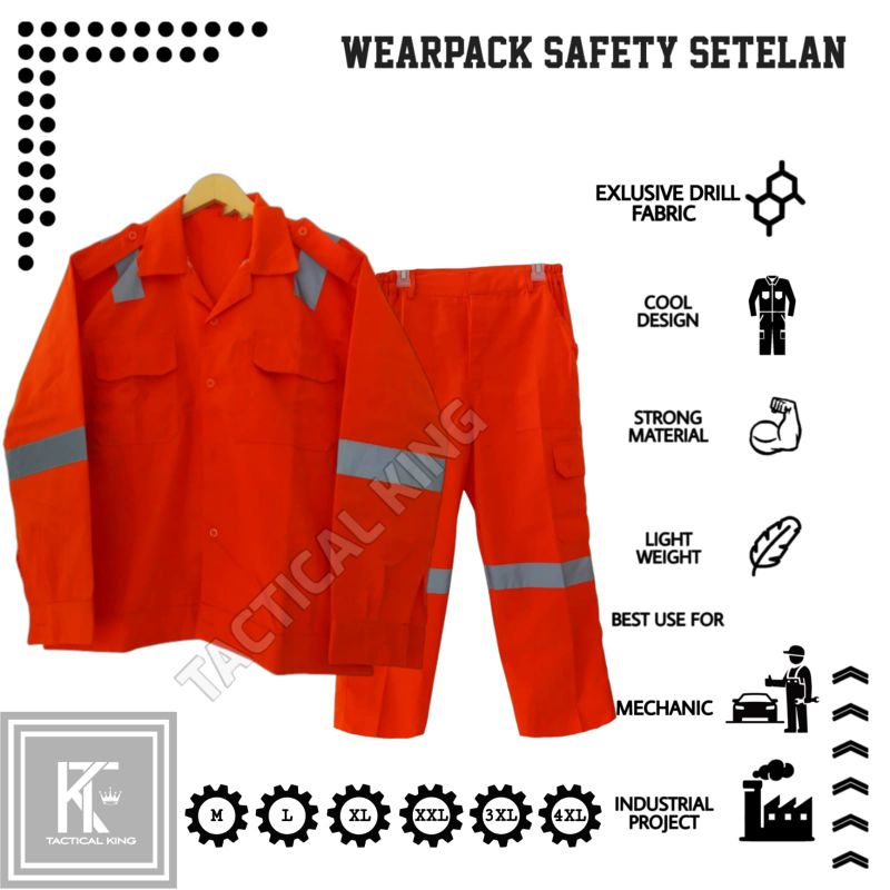 Setelan Wearpack Safety / 1 Set Kemeja Atasan dan Celana Safety / Seragam Proyek