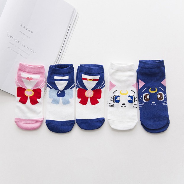 KK-15 kaos kaki sailor moon usagi luna artemis kucing cat japan socks