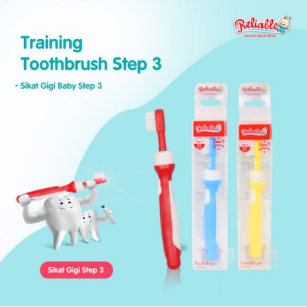 sikat gigi bayi complete set 2 in 1| set 3 in 1 | baby  training toothbrush set step 3 | reliable | Baby Safe gum massage tooth brush