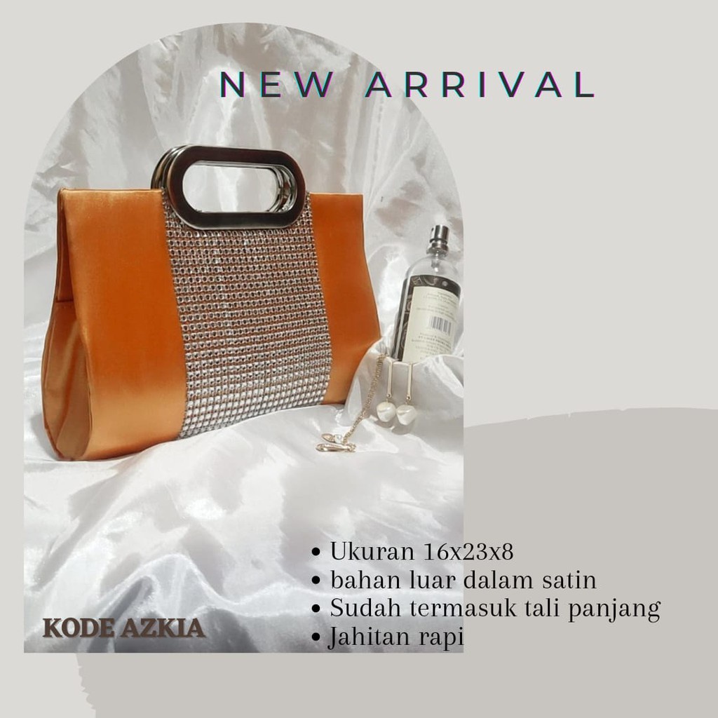 TAS SATIN AZKIA MODEL CLUCTH DAN SELEMPANG BAHAN SATIN HALUS cOCOK NUAT KE PESTA ATAU WISUDA DAN KADO