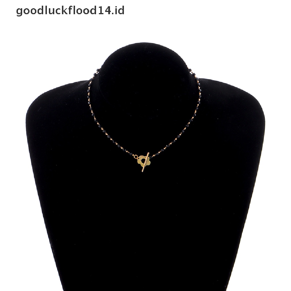 [OOID] Fashion Luxury Black Crystal Glass Bead Chain Choker Necklace for Women Jewelry ID