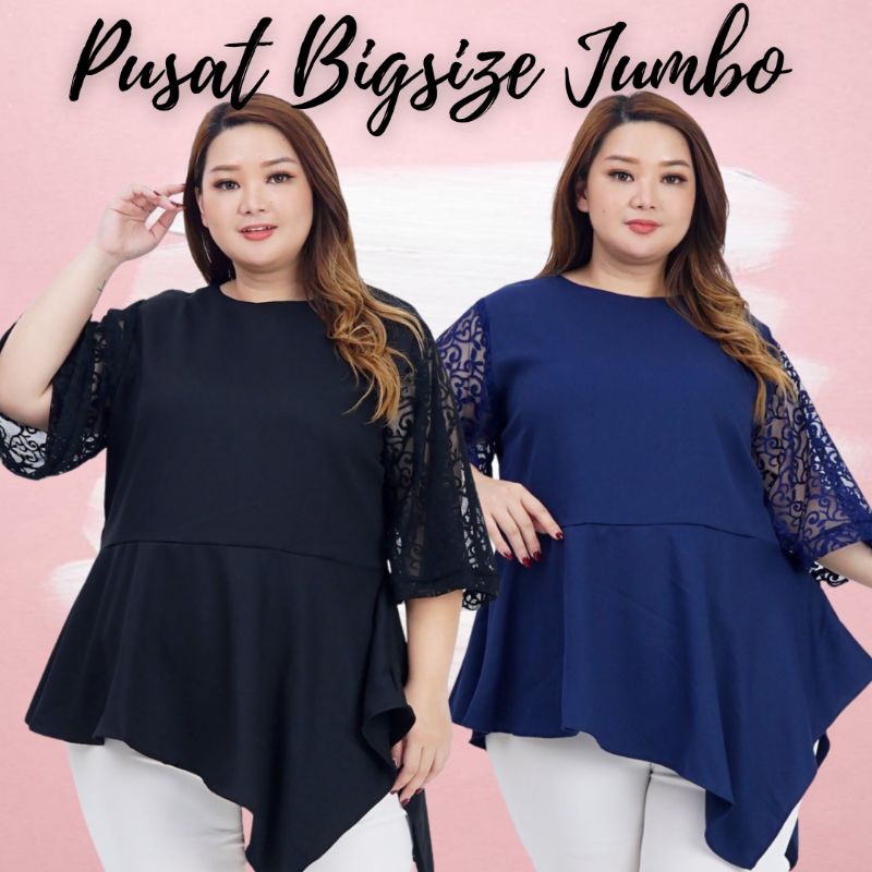 LD 120 - Atasan Bigsize Blouse be Jumbo Wanita Kombi Brukat 021