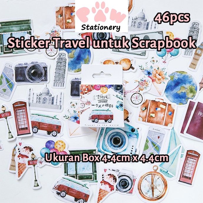 

46pcs Stiker Travel Series Stiker Travel Lucu Stiker untuk Scrapbooking Stiker Unik Cute Stickers DIY Stickers Scrapbooking Stickers
