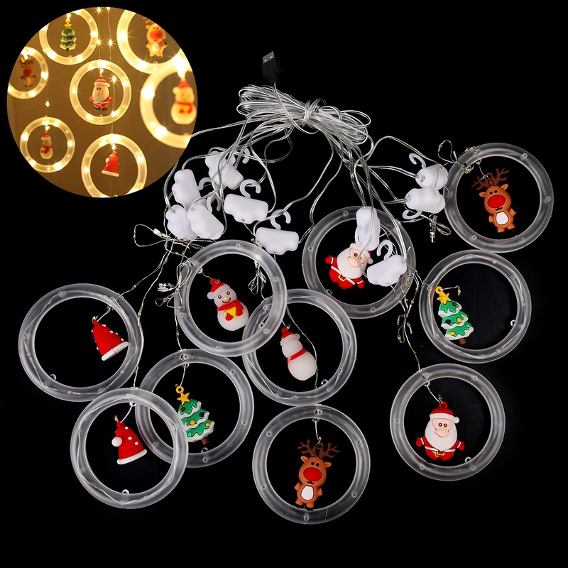 Lampu String LED Desain Snowman Snowflakes Santa Claus Untuk Dekorasi Pohon Natal