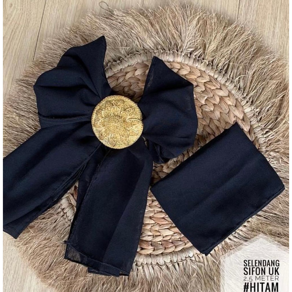 SELENDANG CHIFFON || SELENDANG SIFON BALI WARNA WARNI-Hitam