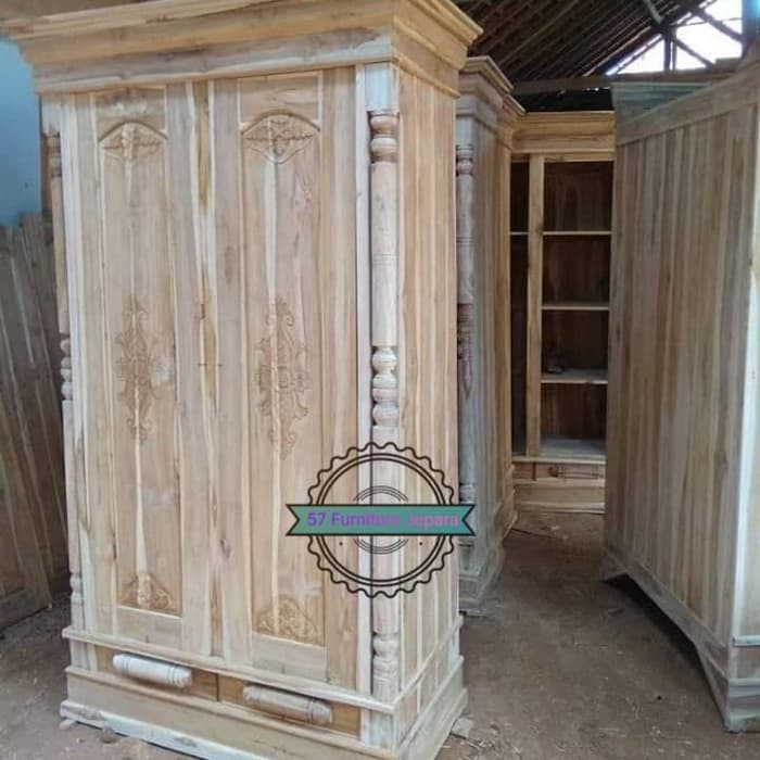 Lemari pakaian jati 2 pintu mentahan