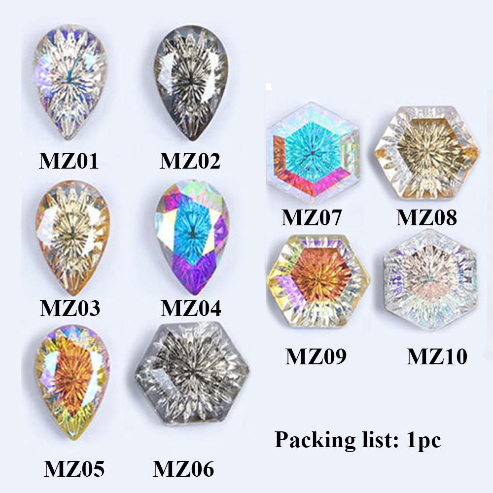 R-flower Nail Rhinestones Aksesoris Paku Ukir Shing 3D Bulat